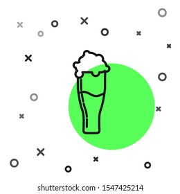 Black line Glass of beer icon isolated on white background.  Vector Illustration