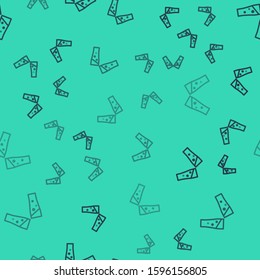 Black line Glass of beer icon isolated seamless pattern on green background.  Vector Illustration