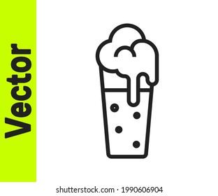 Black line Glass of beer icon isolated on white background.  Vector