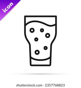 Black line Glass of beer icon isolated on white background.  Vector