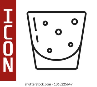 Black line Glass of rum icon isolated on white background.  Vector