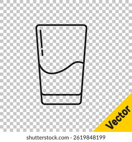 Black line Glass with water icon isolated on transparent background. Soda glass.  Vector Illustration