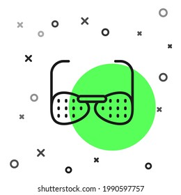 Black line Glasses for the blind and visually impaired icon isolated on white background.  Vector