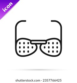 Black line Glasses for the blind and visually impaired icon isolated on white background.  Vector