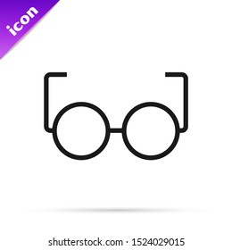 Black line Glasses icon isolated on white background. Eyeglass frame symbol.  Vector Illustration