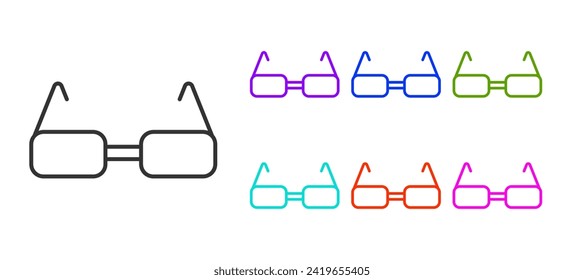 Icono de lentes negras aislado en fondo blanco. Símbolo de marco de anteojos. Indique los iconos en colores. Vector