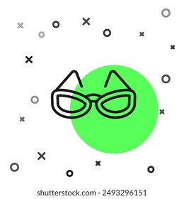 Línea negra Icono de gafas aislado sobre fondo blanco. Símbolo de marco de anteojos.  Vector