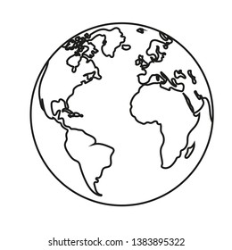 Icono del mundo de la línea negra vectorial