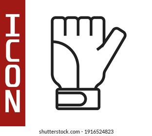 Black line Gloves icon isolated on white background. Extreme sport. Sport equipment.  Vector