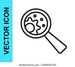 Black line GMO icon isolated on white background. Genetically modified organism acronym. Dna food modification.  Vector