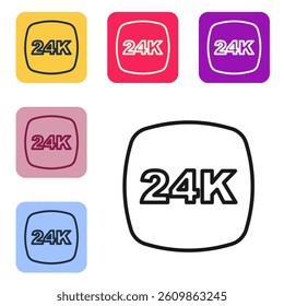 Black line Gold bars 24k icon isolated on white background. Banking business concept. Set icons in color square buttons. Vector