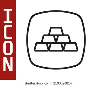 Black line Gold bars icon isolated on white background. Banking business concept.  Vector