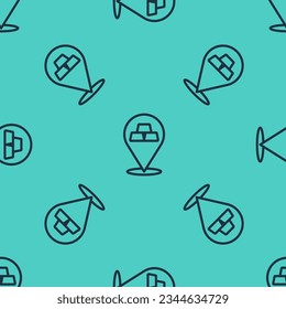 Black line Gold bars icon isolated seamless pattern on green background. Banking business concept.  Vector