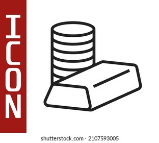 Schwarze Goldmünze mit goldenen Bars Symbol einzeln auf weißem Hintergrund. Bankzeichen. Geldsymbol.  Vektorgrafik