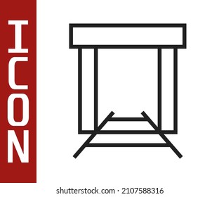 Black line Gold mine icon isolated on white background.  Vector