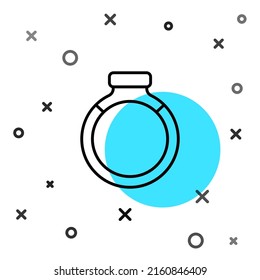 Black line Gold ring icon isolated on white background. Random dynamic shapes. Vector