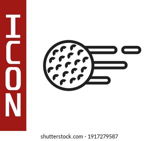 Black line Golf ball icon isolated on white background.  Vector