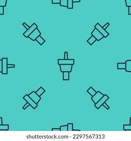Black line Golf tee icon isolated seamless pattern on green background.  Vector