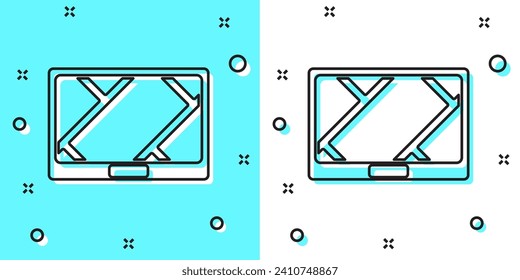 Black line Gps device with map icon isolated on green and white background. Random dynamic shapes. Vector Illustration