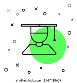 Black line Graduate and graduation cap icon isolated on white background.  Vector Illustration