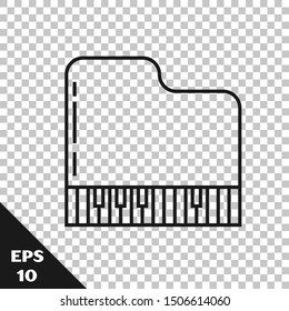 Black line Grand piano icon isolated on transparent background. Musical instrument.  Vector Illustration