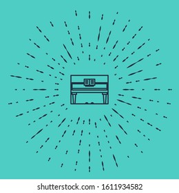 Black line Grand piano icon isolated on green background. Musical instrument. Abstract circle random dots. Vector Illustration