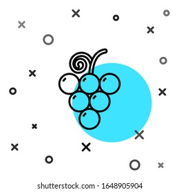 Black line Grape fruit icon isolated on white background. Random dynamic shapes. Vector Illustration