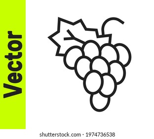 Black line Grape fruit icon isolated on white background.  Vector
