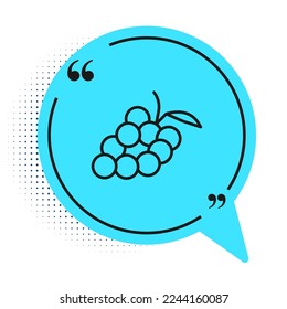 Black line Grape fruit icon isolated on white background. Blue speech bubble symbol. Vector