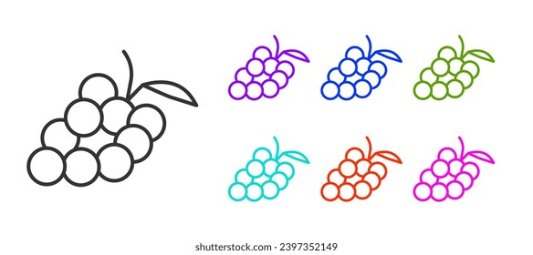 Black line Grape fruit icon isolated on white background. Set icons colorful. Vector