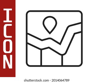 Black line Graph, chart, diagram, infographic icon isolated on white background.  Vector