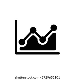 ícone de gráfico de linha preta com três pontos