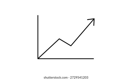 Gráfico de línea negra que muestra la tendencia ascendente con gráfico de flecha