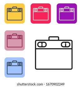 Black line Graphic tablet icon isolated on white background. Set icons in color square buttons. Vector Illustration