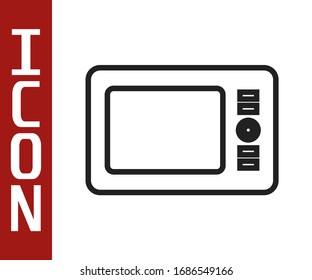 Icono de tableta gráfica de línea negra aislado en fondo blanco. Ilustración vectorial