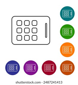 Black line Graphic tablet icon isolated on white background. Set icons in color circle buttons. Vector
