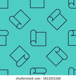 Black line Graphing paper for engineering icon isolated seamless pattern on green background.  Vector Illustration