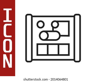 Black line Graphing paper for engineering icon isolated on white background.  Vector