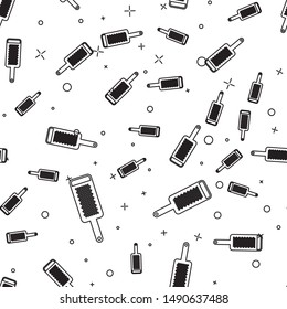Black line Grater icon isolated seamless pattern on white background. Kitchen symbol. Cooking utensil. Cutlery sign.  Vector Illustration