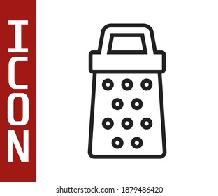 Black line Grater icon isolated on white background. Kitchen symbol. Cooking utensil. Cutlery sign.  Vector