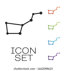 Icono de la constelación de Oso Grande de línea negra aislado en fondo blanco. Establecer iconos coloridos. Ilustración vectorial