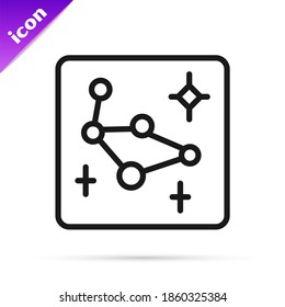 Black line Great Bear constellation icon isolated on white background.  Vector
