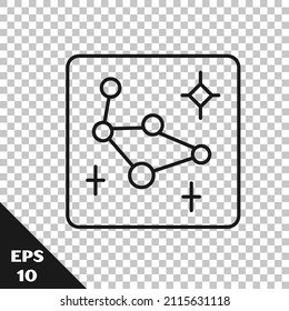 Black line Great Bear constellation icon isolated on transparent background.  Vector