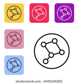 Black line Great Bear constellation icon isolated on white background. Set icons in color square buttons. Vector