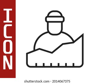 Black line Growth of homeless icon isolated on white background. Homelessness problem.  Vector