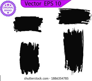 Black line, grunge brush strokes, ink paint set, EPS 10. Paint brushes. Paint splatter stroke, ink stroke, Black Grunge Banners on transparent background. Dirty artistic vector design.