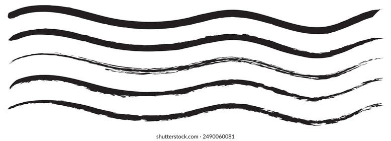 Black line, grunge brush strokes, ink paint set, Vector black paint brush spots, highlighter lines or felt-tip pen marker horizontal blobs. Marker pen or brushstrokes and dashes.Brush strokes
