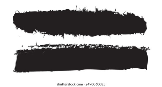 Black line, grunge brush strokes, ink paint set, Vector black paint brush spots, highlighter lines or felt-tip pen marker horizontal blobs. Marker pen or brushstrokes and dashes.Brush strokes