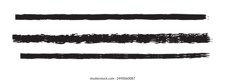 Black line, grunge brush strokes, ink paint set, Vector black paint brush spots, highlighter lines or felt-tip pen marker horizontal blobs. Marker pen or brushstrokes and dashes.Brush strokes