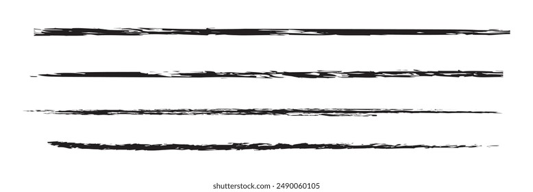 Black line, grunge brush strokes, ink paint set, Vector black paint brush spots, highlighter lines or felt-tip pen marker horizontal blobs. Marker pen or brushstrokes and dashes.Brush strokes